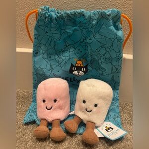 NWT Jellycat Amuseables Pink and White Marshmallows + Bag Included